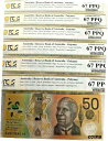 2018 $50 紙幣 x 6 最後のプレフィックス IB183003209 - 214 連続 PCGS 67 割引2018 $50 notes x 6 Las...