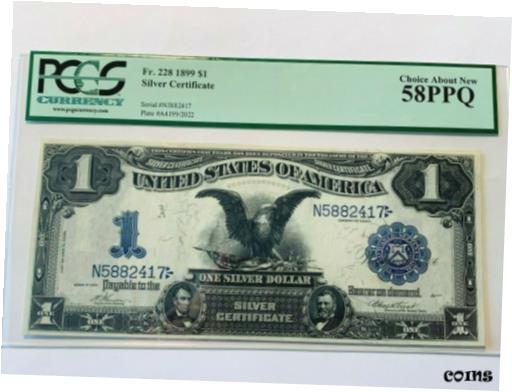 yɔi/iۏ؏tz AeB[NRC RC   [] 1899 $1 Black Eagle Silver Certificate PCGS 58 PPG Choice About New - Fr. 228