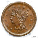 yɔi/iۏ؏tz AeB[NRC RC   [] 1851 N-39 R-3 PCGS MS 63 BN LDS Braided Hair Large Cent Coin 1c