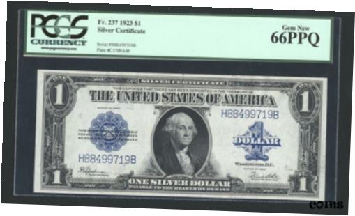  アンティークコイン コイン 金貨 銀貨  U.S. 1923 $1 SILVER CERTIFICATE BANKNOTE FR-237 PCGS CERTIFIED GEM NEW-66-PPQ