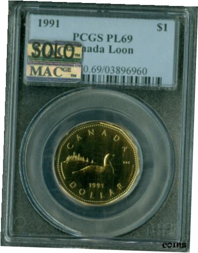 ڶ/ʼݾڽա ƥ    [̵] 1991 CANADA $1 LOON PCGS PL-69 PQ MAC SOLO FINEST GRADED MAC SPOTLESS *