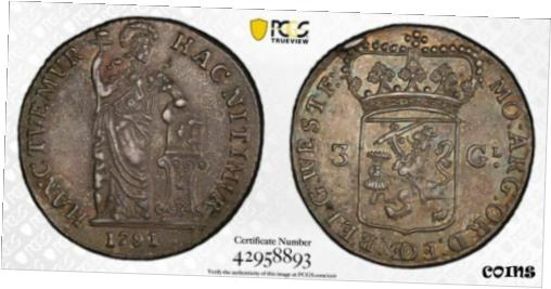 ڶ/ʼݾڽա ƥ    [̵] Netherlands West Friesland silver 3 gulden 1791 about uncirculated PCGS AU55