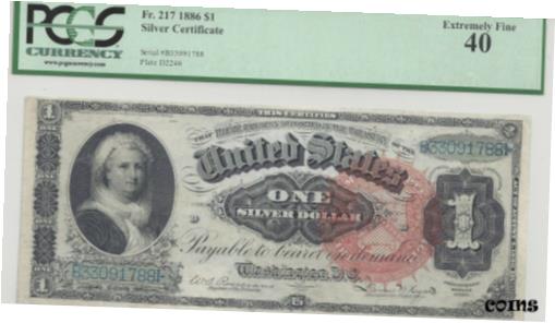ڶ/ʼݾڽա ƥ    [̵] US 1886 $1 Silver Certificate Ornate Back FR 217 PCGS 40 XF