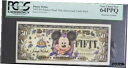 【極美品/品質保証書付】 アンティークコイン コイン 金貨 銀貨 [送料無料] 2005 Disney 50th Anniversary series PCGS 64PPQ $50 Mickey Mouse Note