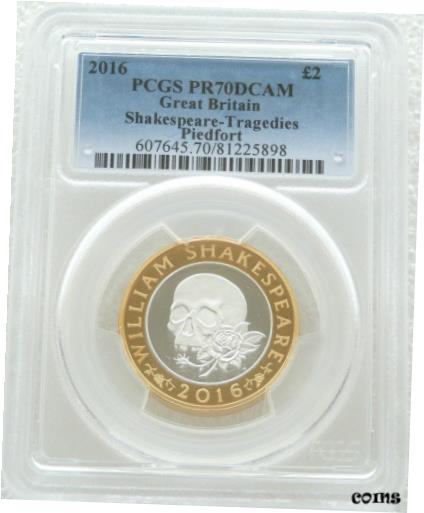  アンティークコイン コイン 金貨 銀貨  2016 Shakespeare Tragedies Piedfort ?2 Two Pound Silver Proof Coin PCGS PR70 DC