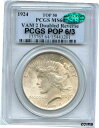 yɔi/iۏ؏tz AeB[NRC RC   [] C5069- 1924 VAM-2 DOUBLED REVERSE TOP 50 PEACE DOLLAR PCGS MS64 CAC - POP 6/4