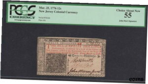 NJ-179 「ジョン・ハート署名」 PCGS AU55 12s 1776 ニュージャージー植民地通貨NJ-179 "signed by John Hart" PCGS AU55 12s 1776 New Jersey Colonial Currency