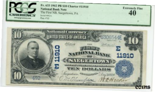 ڶ/ʼݾڽա ƥ    [̵] FR. 633 1902 PB $10 CH #11910 NATIONAL BANK NOTE PCGS 40 XF (3,000 DFP)