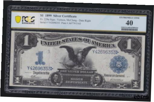ڶ/ʼݾڽա ƥ    [̵] US 1899 $1 Black Eagle Silver Certificate Vernon/Treat FR 229a PCGS 40 XF (353)