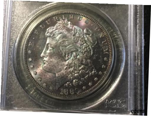 1880-S モルガンドル PCGS 65 プルーフのような法外な紫、緑、赤の色1880-S morgan dollar PCGS 65 proof like outrageous Purple Green Red Color