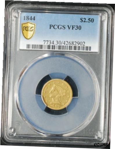 ڶ/ʼݾڽա ƥ  1844 $2 1/2 LIBERTY HEAD GOLD QUARTER EAGLE, PCGS VF30, RARE, ABOUT 65 EXTANT [̵] #got-wr-8392-717