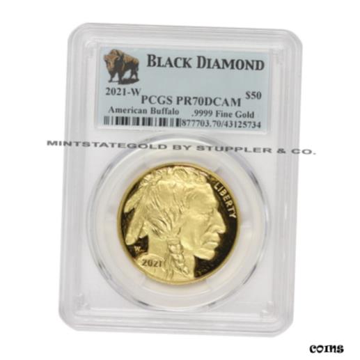 【極美品/品質保証書付】 アンティークコイン 金貨 2021-W $50 American Gold Buffalo PCGS PR70DCAM Proof Deep Cameo Black Diamond [送料無料] #got-wr-8430-756