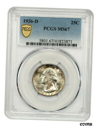 【極美品/品質保証書付】 アンティークコイン 硬貨 1936-D 25c PCGS MS67 - Key Date - Washington Quarter - Key Date [送料無料] #oot-wr-8431-197