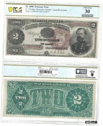 【極美品/品質保証書付】 アンティークコイン 硬貨 1890 $2 Treasury Note Fr 354 PCGS Very Fine-30 [送料無料] #oot-wr-8432-358