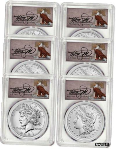 【極美品/品質保証書付】 アンティークコイン 銀貨 2021 Silver Eagle $1 6 Morgan and Peace 100th Anniversary coin set [送料無料] #scf-wr-8432-58