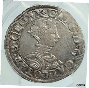 1550AD フランス シャルル 3 世公爵領ロレーヌ シルバー テストン コイン PCGS i915981550AD FRANCE Duke Charles III Province LORRAINE Silver Teston Coin PCGS i91598