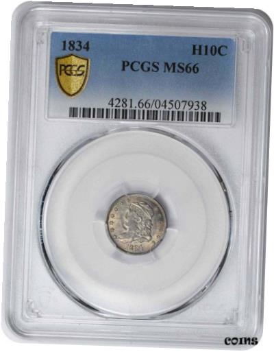 【極美品/品質保証書付】 アンティークコイン 銀貨 1834 Bust Silver Half Dime MS66 PCGS [送料無料] #sot-wr-8433-252