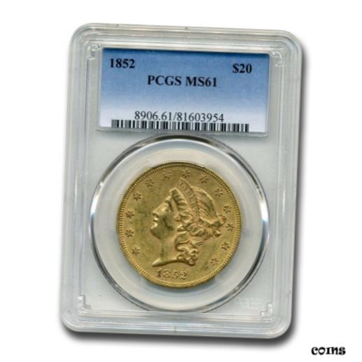 【極美品/品質保証書付】 アンティークコイン 金貨 1852 $20 Liberty Gold Double Eagle MS-61 PCGS - SKU#132827 [送料無料] #got-wr-8433-818