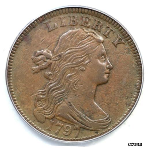 【極美品/品質保証書付】 アンティークコイン 硬貨 1797 S-143 R-5 PCGS XF 40 Rev of 97, No Stems Draped Bust Large Cent Coin 1c [送料無料] #oct-wr-8434-1606