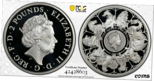  アンティークコイン コイン 金貨 銀貨  2021 GREAT BRITAIN 1OZ SILVER PROOF PCGS PR70 QUEEN'S BEASTS COMPLETER COIN,FS