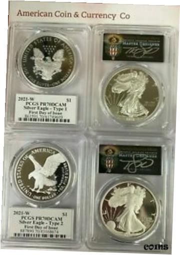 ڶ/ʼݾڽա ƥ    [̵] Type 1 &Type 2 PCGS PF70DCAM Silver Eagle Set FDI Cleveland Torch Labels