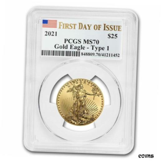 【極美品/品質保証書付】 アンティークコイン コイン 金貨 銀貨 [送料無料] 2021 1/2 oz American Gold Eagle MS-70 PCGS (First Day of Issue) - SKU#221520