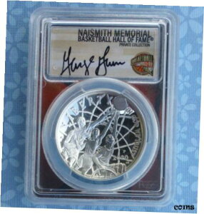 2020 PCGS PR 70 D-Cam バスケットボール殿堂 シルバー $1、ジョージ ガービン サイン入り2020 PCGS PR 70 D-Cam Basketball Hall of Fame Silver $1, Autographed by George Garvin