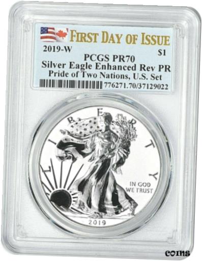  アンティークコイン コイン 金貨 銀貨  2019-W PRIDE OF TWO NATIONS SILVER EAGLE-PCGS PR70-FDOI-ENHANCED/REVERSE PROOF