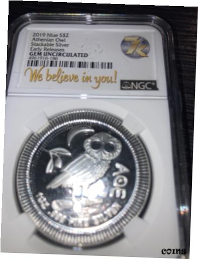  アンティークコイン コイン 金貨 銀貨  1 oz .999 silver coin Athenian Owl Ancient Greek Tetradrachm AOE Niue 2 dollars!
