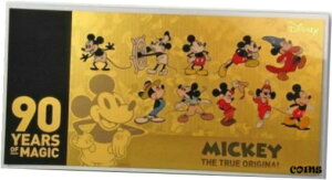 1グラム24K「ミッキーマウス90周年記念」10ドルニウエ法定通貨金紙幣1 Gram 24 K "Mickey Mouse 90th Anniversary" $10 Niue Legal Tender Gold Note
