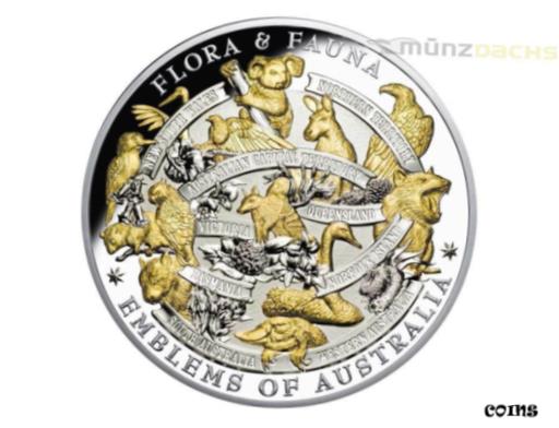 【極美品/品質保証書付】 アンティークコイン コイン 金貨 銀貨 送料無料 10 Emblems of Australia Flora Fauna Niue Island 5 oz Silver 2017 Proof