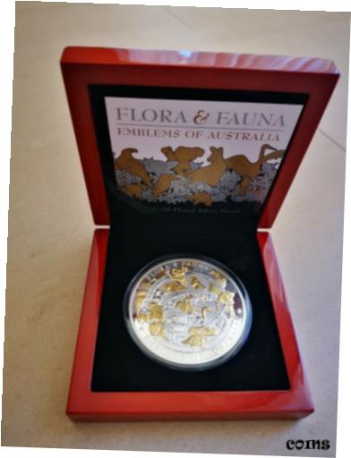 【極美品/品質保証書付】 アンティークコイン コイン 金貨 銀貨 送料無料 10 Dollar Emblems of Australia Flora Fauna Niue Island 5 oz Silver 2017 Proof