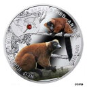 ニウエ $1 2014 シルバー PF 絶滅危惧種アカエリマキキツネザル スワロフスキー エレメント付きNIUE $1 2014 Silver PF Endangered Species Red Ruffed Lemur w/Swarovski elements