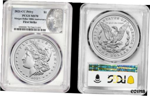 【極美品/品質保証書付】 アンティークコイン コイン 金貨 銀貨 [送料無料] 2021 Morgan and Peace Dollar 100th Anniv 6 Coin Set PCGS MS70 First Strike