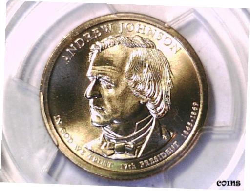 【極美品/品質保証書付】 アンティークコイン コイン 金貨 銀貨 [送料無料] 2011 p Andrew Johnson Presidential Dollar PCGS MS 67 Position A 19963036