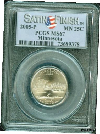 ڶ/ʼݾڽա ƥ    [̵] 2005-P MINNESOTA STATE QUARTER SATIN FINISH 25 CENTS PCGS MS67 BU UNC COIN #I