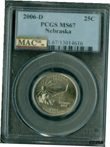 yɔi/iۏ؏tz AeB[NRC RC   [] 2006-D NEBRASKA QUARTER PCGS MS67 PQ 2ND FINEST BUSINESS STRIKE MAC SPOTLESS ..