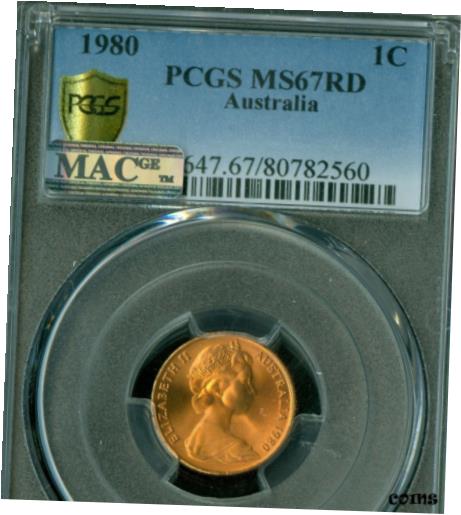  アンティークコイン コイン 金貨 銀貨  1980 AUSTRALIA 2 CENTS PCGS MAC MS-67 RD PQ 2nd FINEST GRADE mac SPOTLESS *