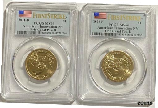 yɔi/iۏ؏tz AeB[NRC RC   [] 2021 P B DB $1 NY American Innovation Dollar Erie Canal PCGS MS66 First Strike