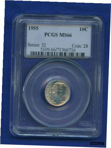 【極美品/品質保証書付】 アンティークコイン コイン 金貨 銀貨 [送料無料] 1955 P PCGS MS66 Roosevelt Dime 10c US Mint Silver 1955-P PCGS MS-66 1