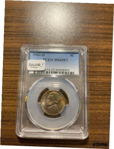  アンティークコイン コイン 金貨 銀貨  1942-D Jefferson Nickel 5C PCGS MS 65 Full Step Steps (FS) NICE COLOR