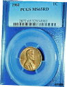 1961 1C RD リンカーン記念館-PCGS MS65RD--207-2a1961 1C RD Lincoln Memorial-PCGS MS65RD--207-2a(3)