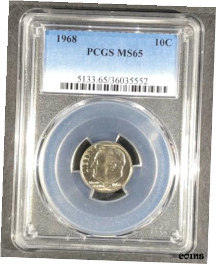 【極美品/品質保証書付】 アンティークコイン コイン 金貨 銀貨 [送料無料] 1968 Roosevelt Dime PCGS MS-65, Buy 3 Items, Get $5 Off!!