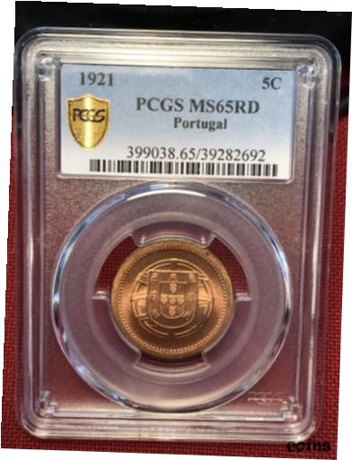  アンティークコイン コイン 金貨 銀貨  PORTUGAL 1921 5 Centavos PCGS MS65RD Condition Scarcity Exceptionally Red Z113