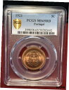  アンティークコイン コイン 金貨 銀貨  PORTUGAL 1921 5 Centavos PCGS MS65RD Condition Scarcity Exceptionally Red Z113