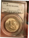 1954年-D フランクリン 1/2ドル 未流通 PCGS MS65FBL 認定1954-D Franklin 1/2 Dollar Uncirculated PCGS MS65FBL Certified(3)