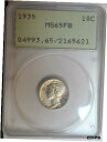 yɔi/iۏ؏tz AeB[NRC RC   [] 1935 . Mercury Dime . PCGS MS65FB . Gem BU . Full Bands . OGH . Rattler