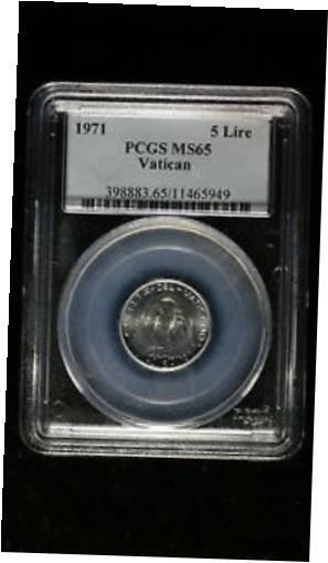 yɔi/iۏ؏tz AeB[NRC RC   [] 1971 Vatican 5 Lire PCGS MS 65