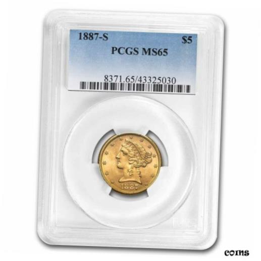 【極美品/品質保証書付】 アンティークコイン 金貨 1887-S $5 Liberty Gold Half Eagle MS-65 PCGS - SKU#234997 [送料無料] #got-wr-8746-1297