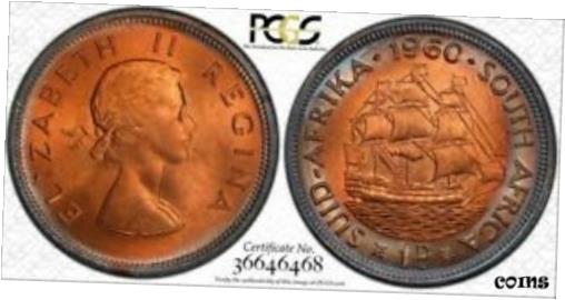 ڶ/ʼݾڽա ƥ    [̵] 1960 SOUTH AFRICA 1 PENNY PCGS MS65RB BEAUTIFUL TONED RING ONLY 1 GRADED HIGHER